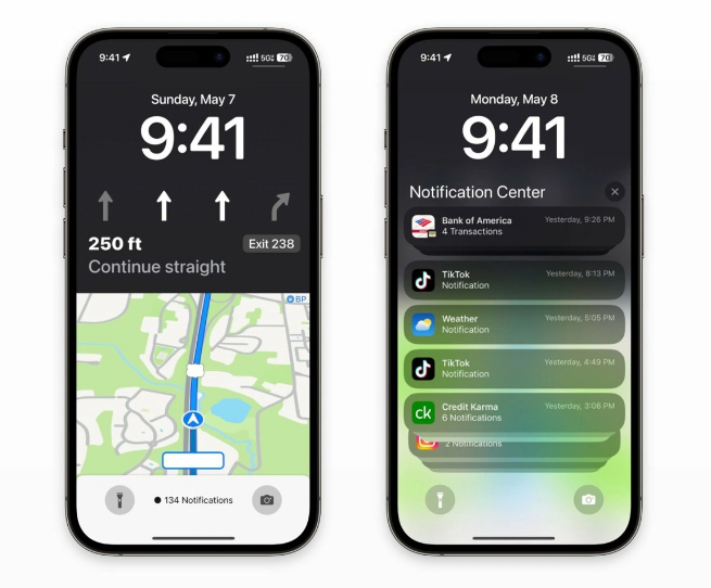 宿州苹果维修服务分享iOS17锁屏地图导航半屏显示长什么样 